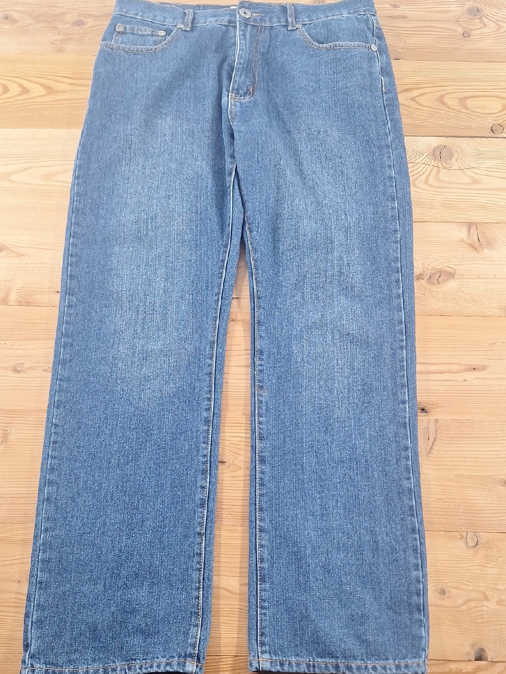 ROK Men's Denim Jeans in Light Blue with Yellow Stitching 34x32